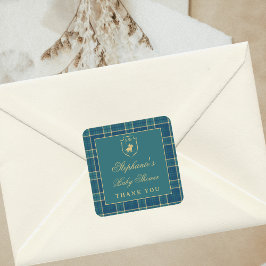 Adesivo Quadrado Xadrez Clássica Chá de fraldas Equestre Verde Polo