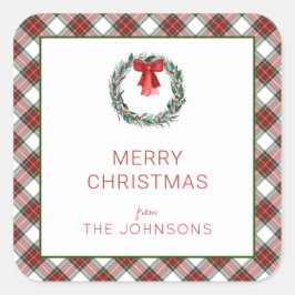 Adesivo Quadrado Xadrez de Natal Tartan Arco