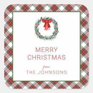 Adesivo Quadrado Xadrez de Natal Tartan Arco