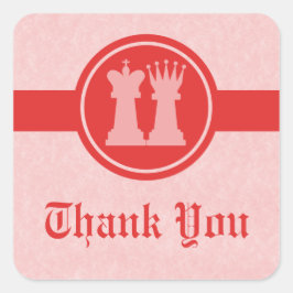 Adesivo Quadrado Xadrez King e Rainha Obrigado Stickers, Vermelho