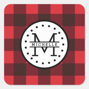 Adesivo Quadrado Xadrez Negra Vermelha Buffalo Lumberjack Nome Mono