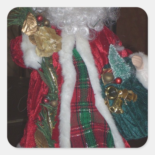 Adesivo Quadrado Xadrez Real Papais noeis Hohoho Feliz Natal (Frente)