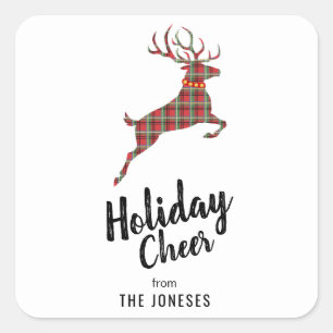 Adesivo Quadrado Xadrez Reindeer Holiday Cheer