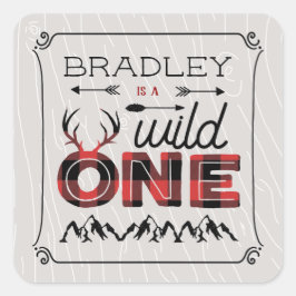 Adesivo Quadrado Xadrez Rústica de Wild One Boys Lumberjack primeir