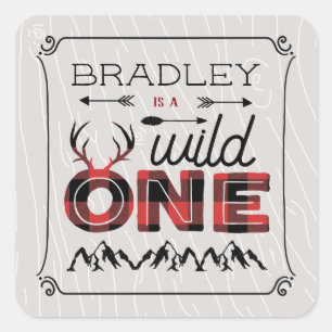 Adesivo Quadrado Xadrez Rústica de Wild One Boys Lumberjack primeir