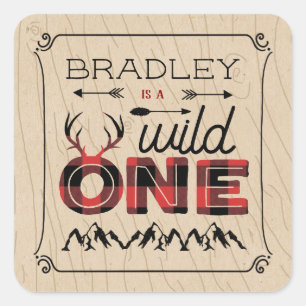 Adesivo Quadrado Xadrez Rústica de Wild One Boys Lumberjack primeir