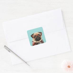 Adesivo Quadrado Xadrez Shirt Pug