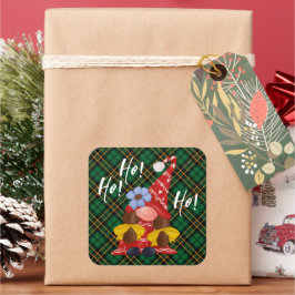 Adesivo Quadrado Xadrez Verde do Gnomo Nórdico de Natal