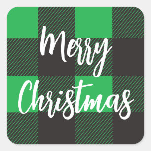 Adesivo Quadrado Xadrez Verde Feliz Natal