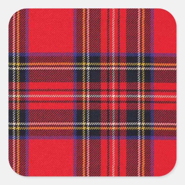 Adesivo Quadrado Xadrez vermelha de Stewart tartan (Frente)