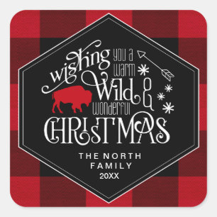 Adesivo Quadrado Xadrez vermelha ID604 do Natal maravilhoso