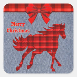 Adesivo Quadrado Xadrez Vermelha Ocidental Faux Denim