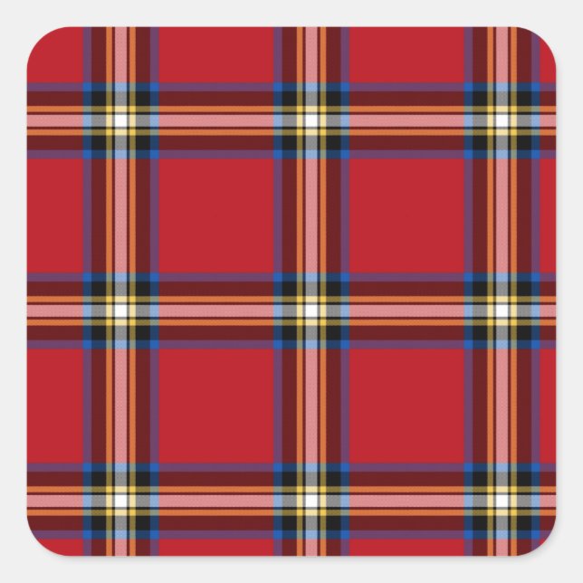 Adesivo Quadrado Xadrez vermelha, Royal Stewart Tartan (Frente)
