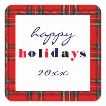 Xadrez vermelha - Sticker quadrado