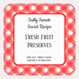 Adesivo Quadrado Xadrez Vermelho Branco Retro Personalizado para Co