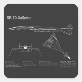 Adesivo Quadrado XB-70 Valkyrie - Planos de avião Blueprint PD