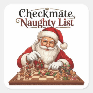 Adesivo Quadrado Xeque-Mate Lista Travessa Natal Papai Noel Xadrez