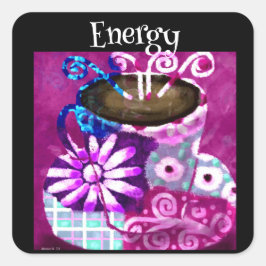 Adesivo Quadrado Xícara de café Abstrato pintando roxo