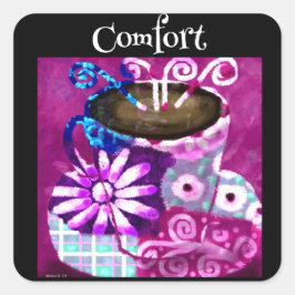 Adesivo Quadrado Xícara de café Abstrato pintando roxo