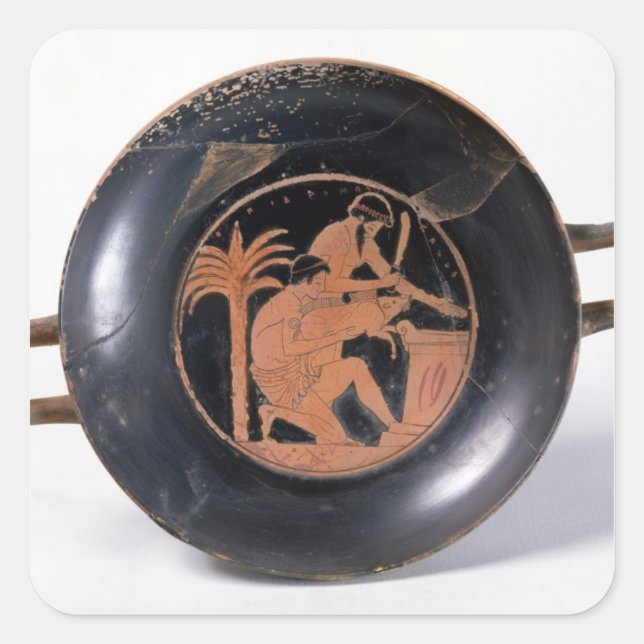 Adesivo Quadrado Xícara de cera vermelha (Frente)