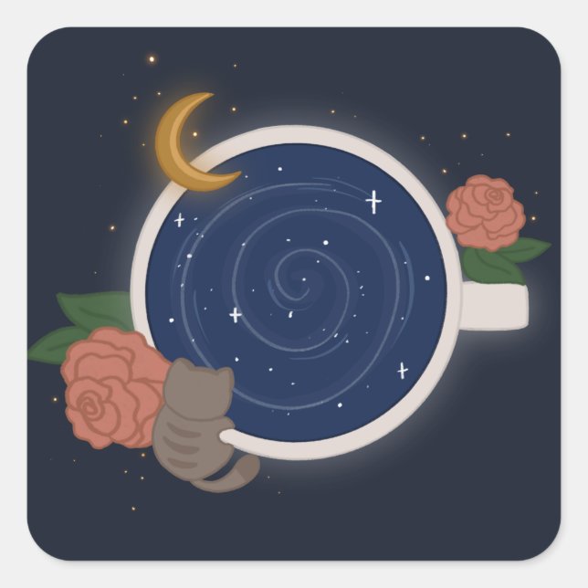 Adesivo Quadrado Xícara de Chá Celestial (Frente)