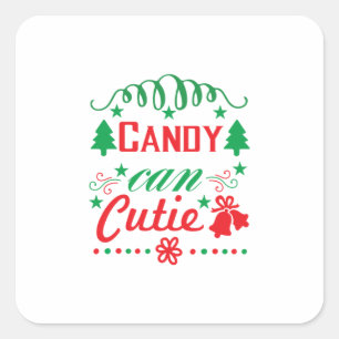 Adesivo Quadrado Xmas Art Candy Can Cutie