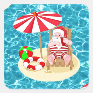 Adesivo Quadrado xmas Beach santa claus