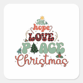 Adesivo Quadrado Xmas Gift Hope Love Peace Christmas