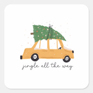 Adesivo Quadrado Xmas Gift Jingle Por Todo O Caminho