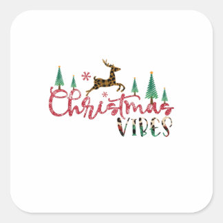 Adesivo Quadrado Xmas Gift Vibes de Natal