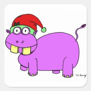 Adesivo Quadrado Xmas Hippo Stickers - Conjunto de 20