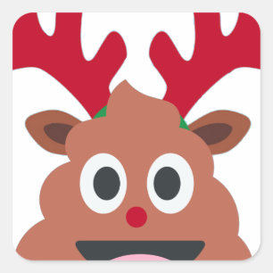 Adesivo Quadrado xmas reindeer poo emoji