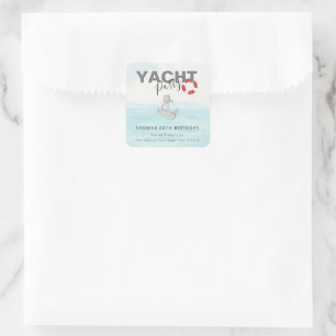 Adesivo Quadrado Yacht Boat Cruise Festa de aniversário