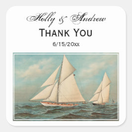 Adesivo Quadrado Yachts de Vintage Náutica Correndo 1 Selo de Etiqu