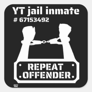 Adesivo Quadrado "YAIL INMATE", preso engraçado              