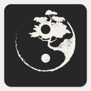 Adesivo Quadrado Yang Bonsai Tree Enso Circle Zen