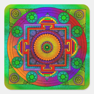 Adesivo Quadrado YANTRA - a roda do excelente - violeta verde