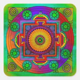 Adesivo Quadrado YANTRA - roda do excelente - violeta verde
