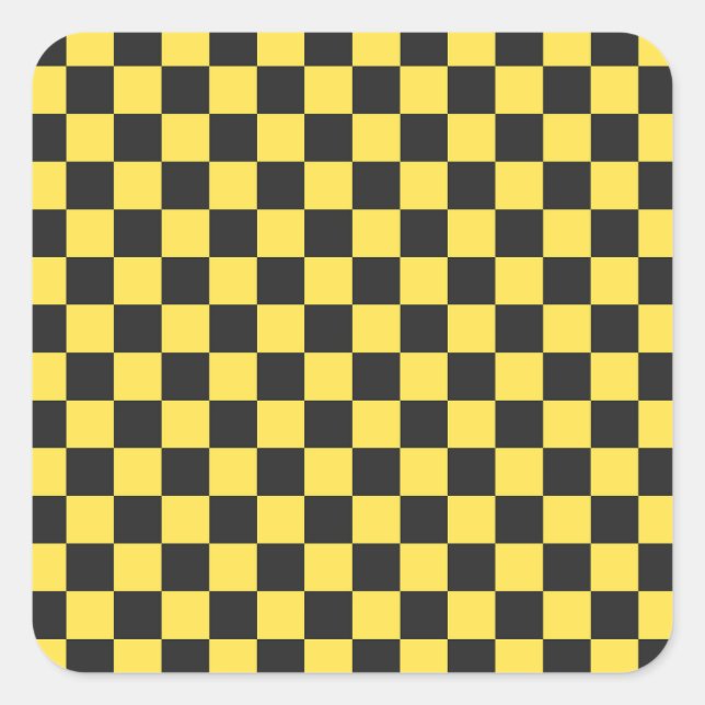 Adesivo Quadrado Yellow and black checkerboard pattern (Frente)