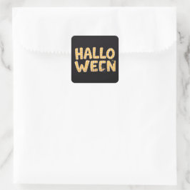 Adesivo Quadrado Yellow Gingham Halloween Cat