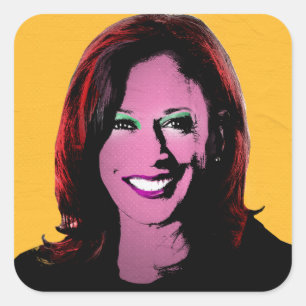 Adesivo Quadrado Yellow Kamala Harris Pop Art
