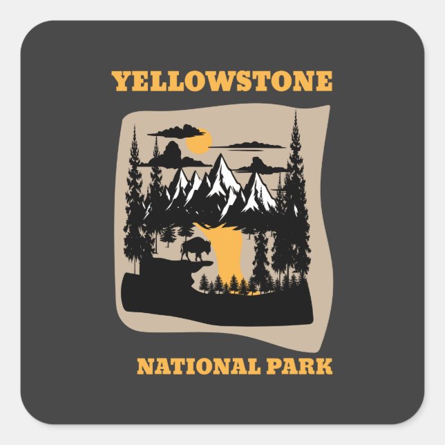 Adesivo Quadrado yellow stone national park (Frente)