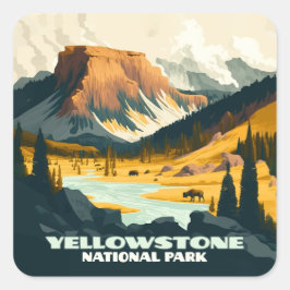 Adesivo Quadrado Yellowstone National Park Wyoming Mounties Retro