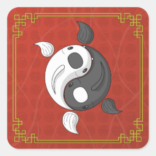 Adesivo Quadrado Yin e Yang, o Koi Sticker