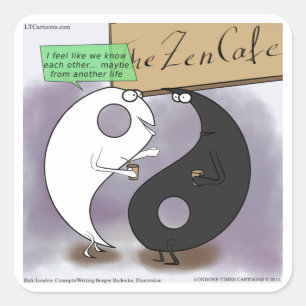Adesivo Quadrado Yin Encontra Yang Zen Divertido