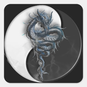 Adesivo Quadrado Yin Yang Dragon Sticker