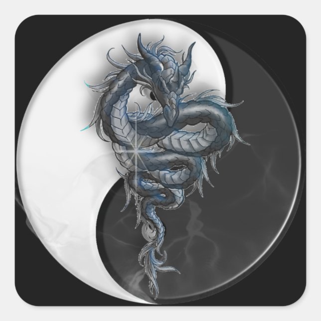 Adesivo Quadrado Yin Yang Dragon Sticker (Frente)