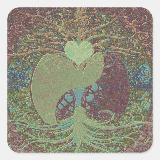 Adesivo Quadrado Yin Yang em Brown (Frente)