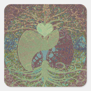 Adesivo Quadrado Yin Yang em Brown