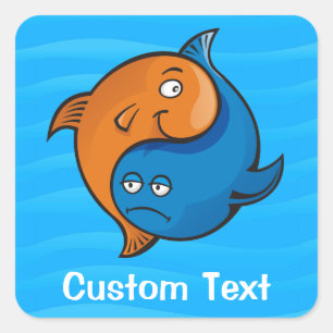 Adesivo Quadrado Yin Yang Fish Cartoon